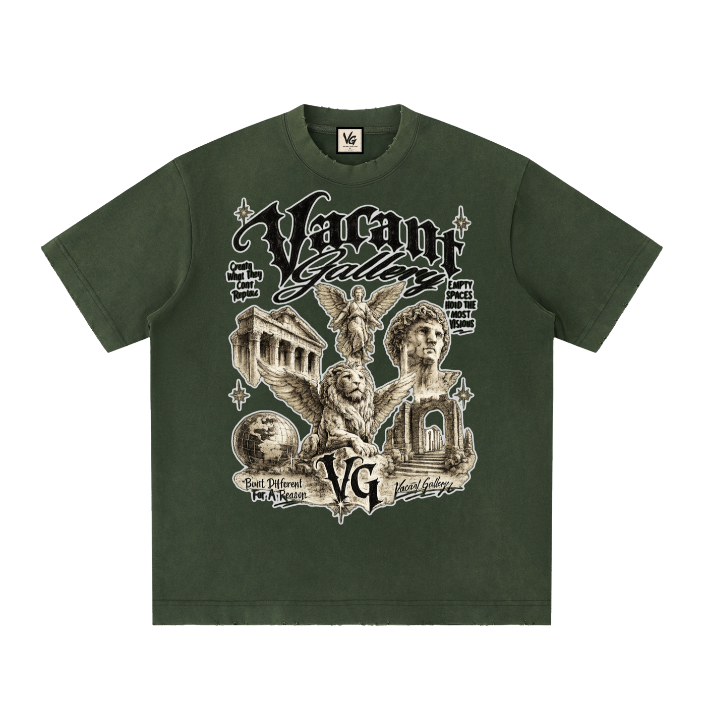 2 Heavyweight Vintage Washed Frayed T-Shirt