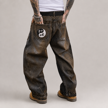 Y/Y Loose-Fit Washed Curved Jeans