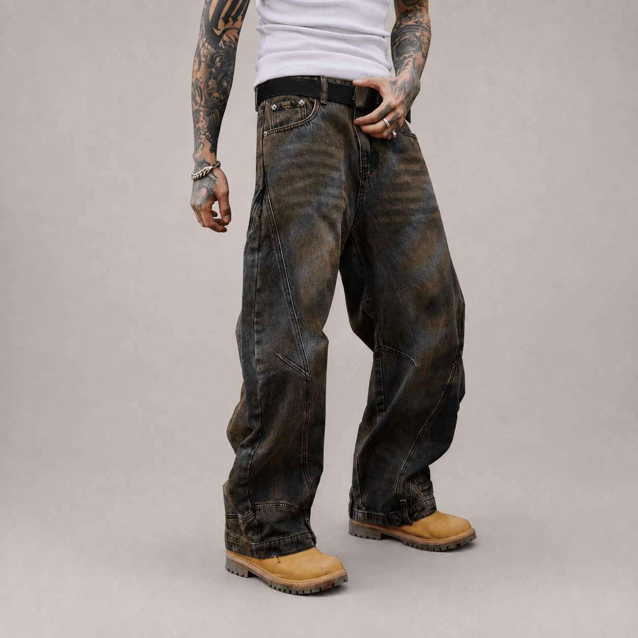 Y/Y Loose-Fit Washed Curved Jeans