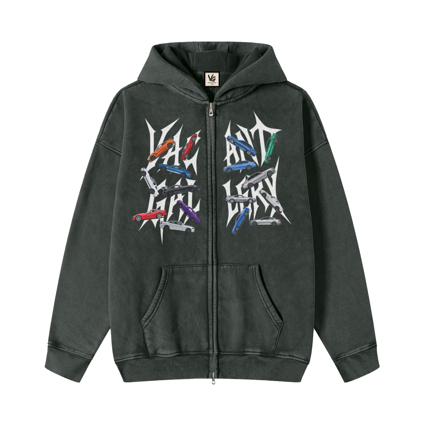 Snow Washed Zip-Through Fleece Hoodie