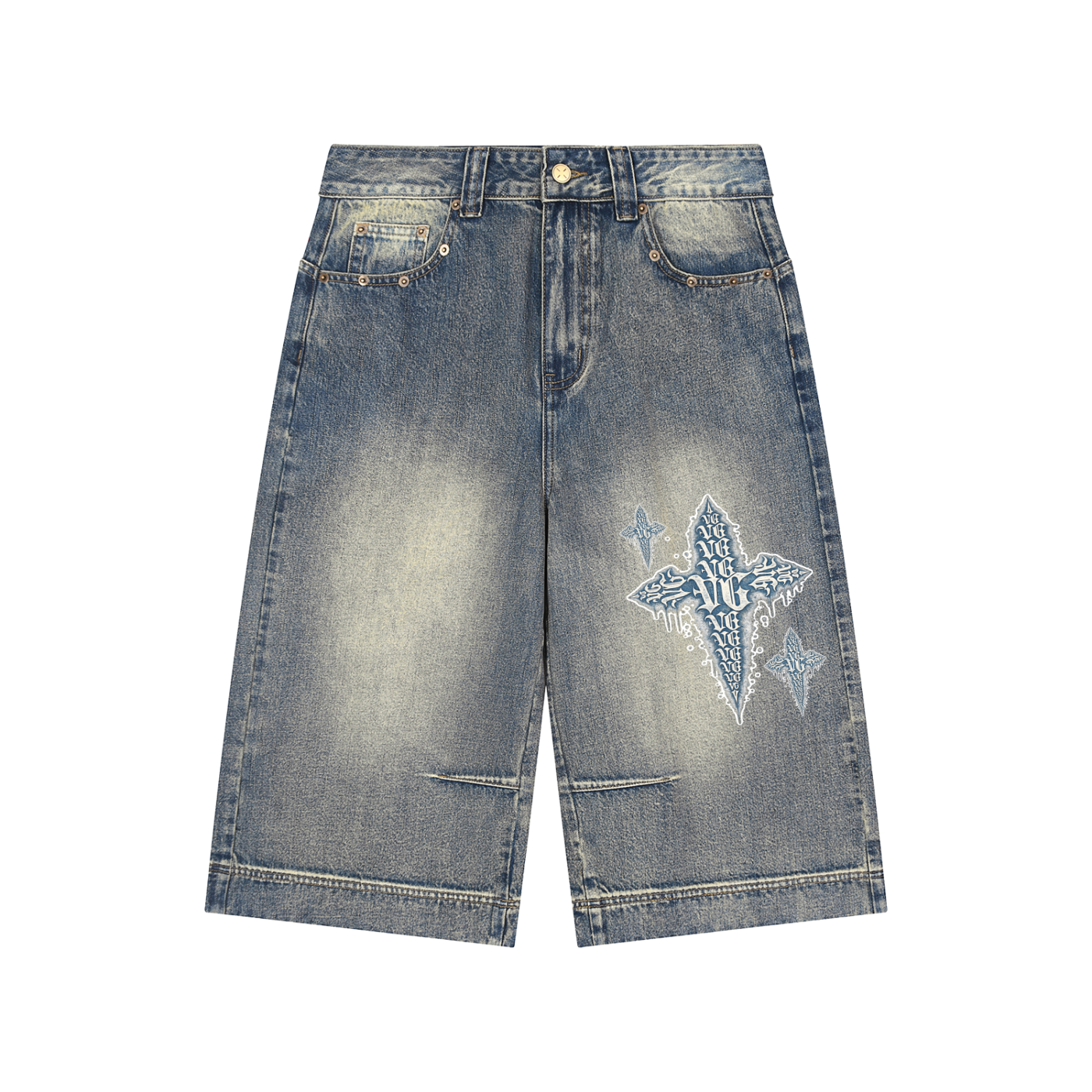 Vintage Wash Baggy Denim Shorts