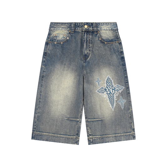 Vintage Wash Baggy Denim Shorts