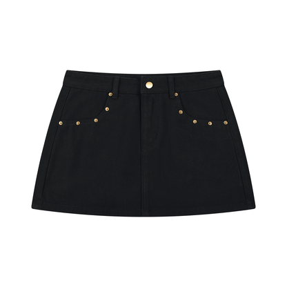 Studded Denim Mini Skirt